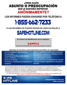 Safe Hotline Spanish ethics hotline poster